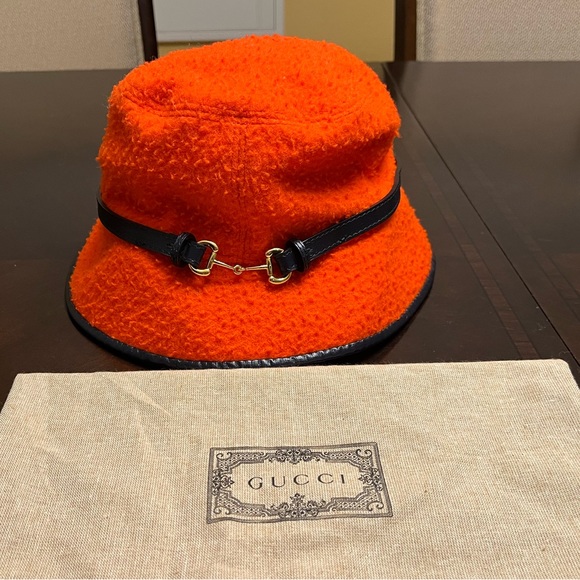 Gucci Accessories - New Gucci Horsebit Orange Bucket Hat Size S
